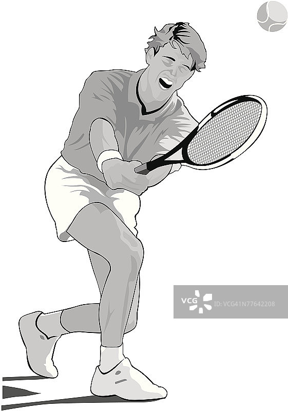 打反手击球的网球运动员图片素材