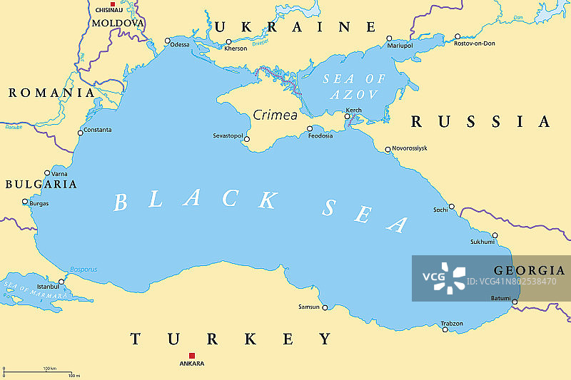 黑海和亚速海地区的政治地图图片素材