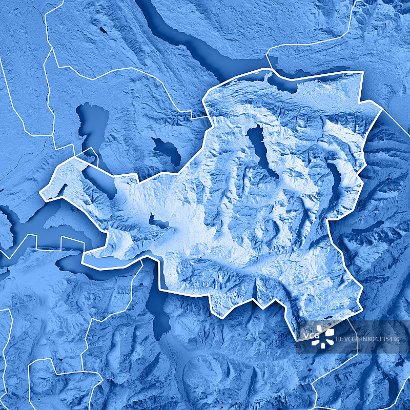 施维茨广州瑞士3D渲染地形图蓝色边界图片素材