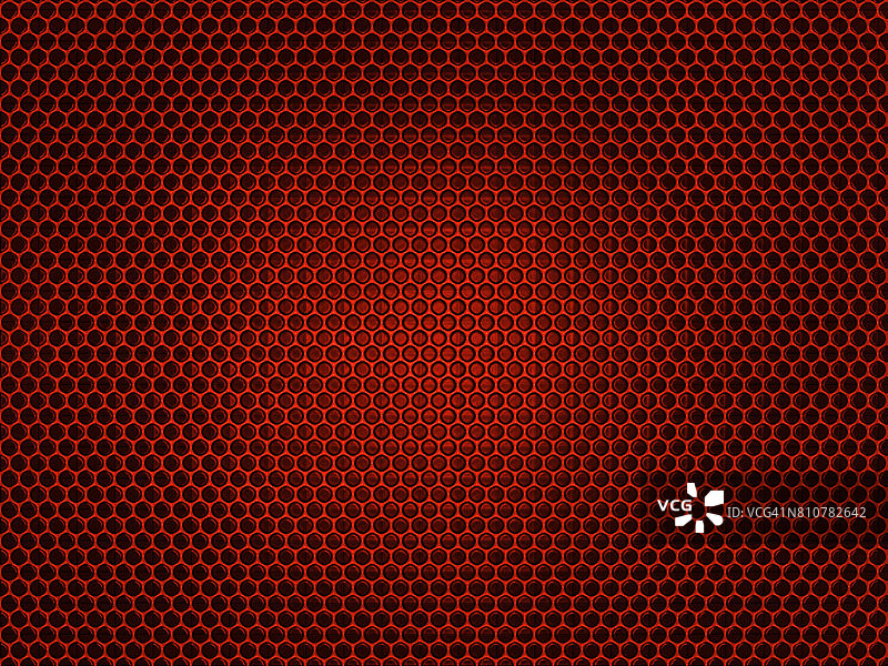 黑色背景上的红色金属网格。图片素材