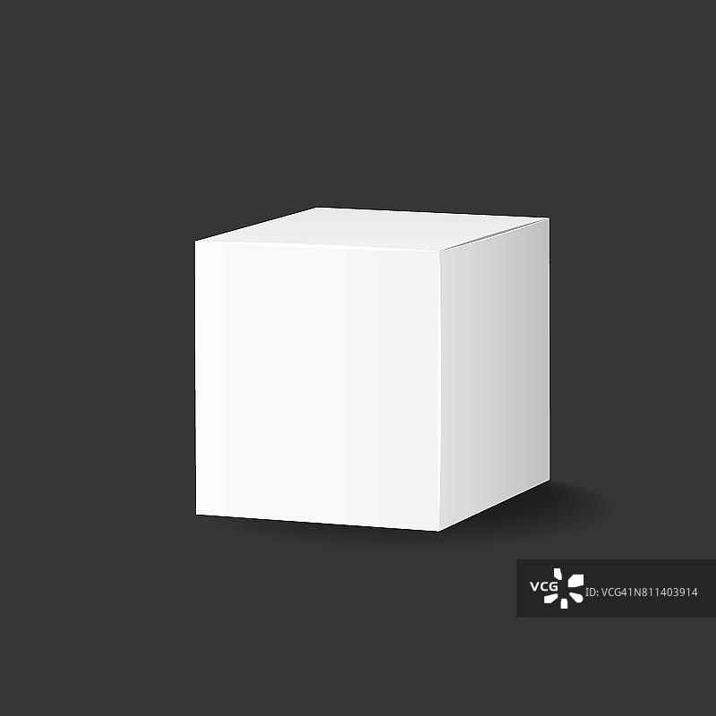 空白白色纸箱3d盒图标。盒子包装模型矢量插图。图片素材