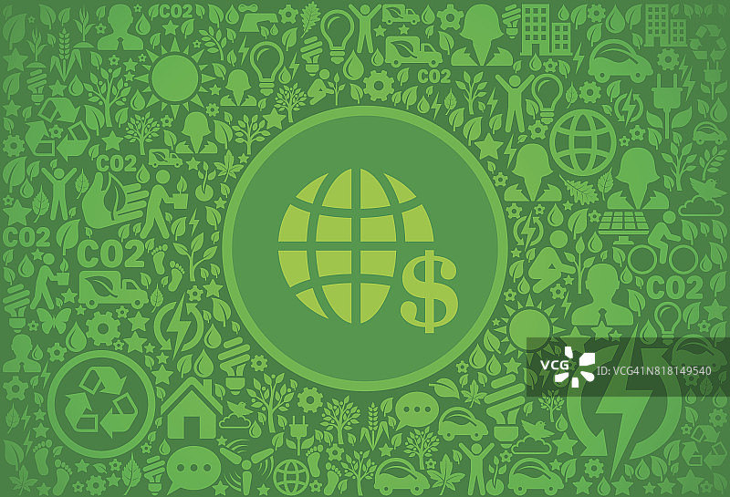 全球美元环境绿色矢量图标模式图片素材