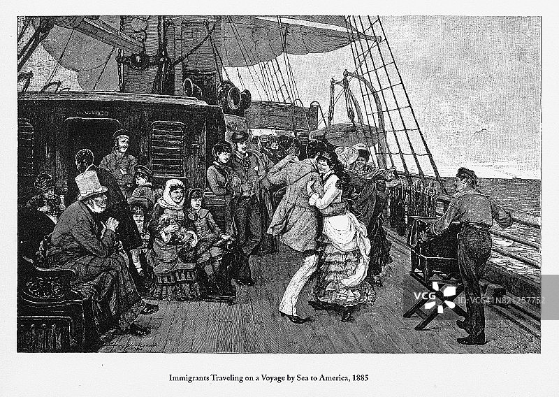移民海上航行到美国(1885年图片素材