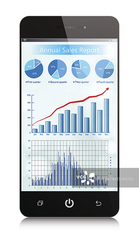 矢量业务增长图表在智能手机孤立图片素材