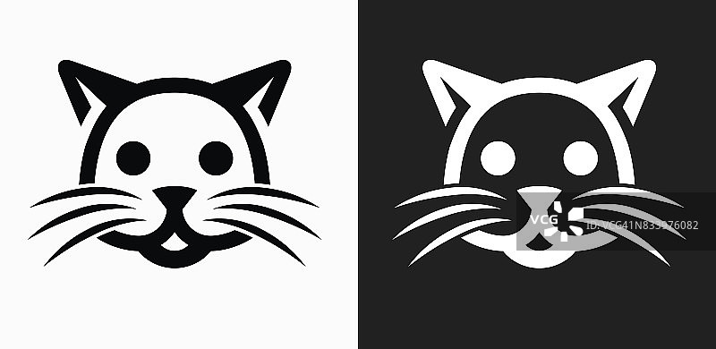 猫图标上的黑色和白色矢量背景图片素材