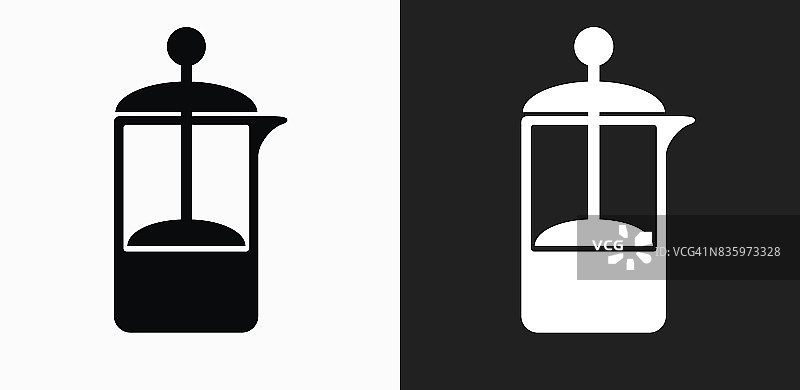 咖啡按图标在黑色和白色矢量背景图片素材