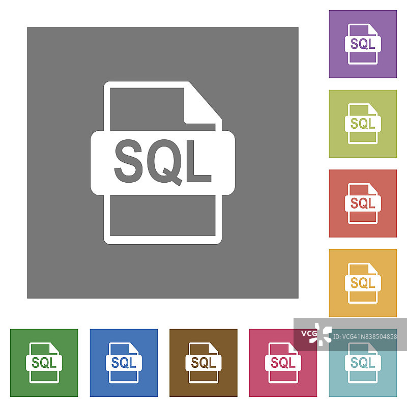 SQL文件格式的方形平面图标图片素材