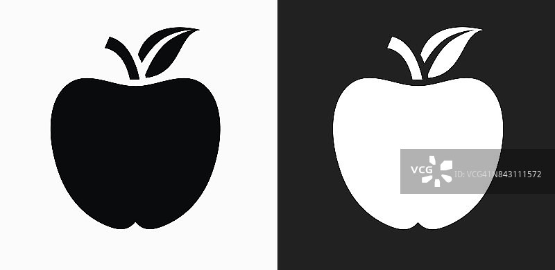 学校苹果图标在黑色和白色矢量背景图片素材