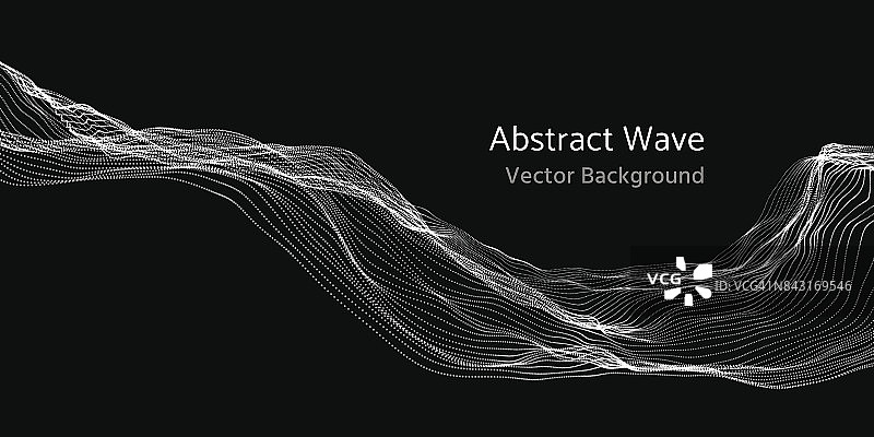网格网络三维抽象波浪和粒子矢量背景图片素材