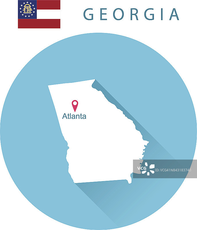 美国乔治亚州的地图和旗帜图片素材