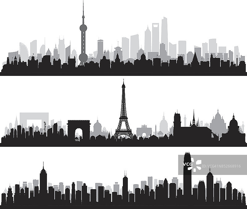 上海、巴黎、香港(所有建筑均已完成且可移动)图片素材