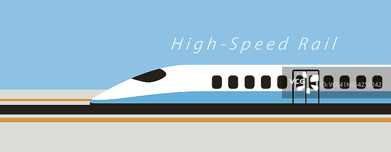 高速子弹头列车快速行驶，现代平面设计，矢量插图图片素材