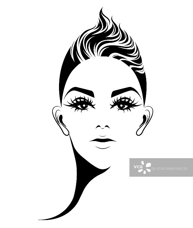 女性短发造型的图标，标志着女性的白色背景图片素材