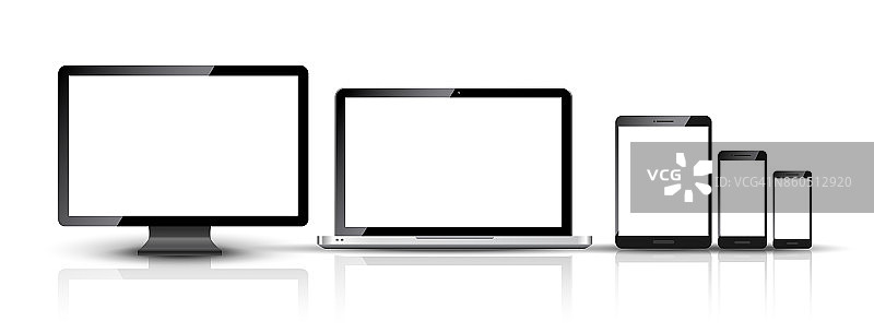 电脑显示器、智能手机、笔记本电脑和平板电脑设计。手机智能数字设备集图片素材
