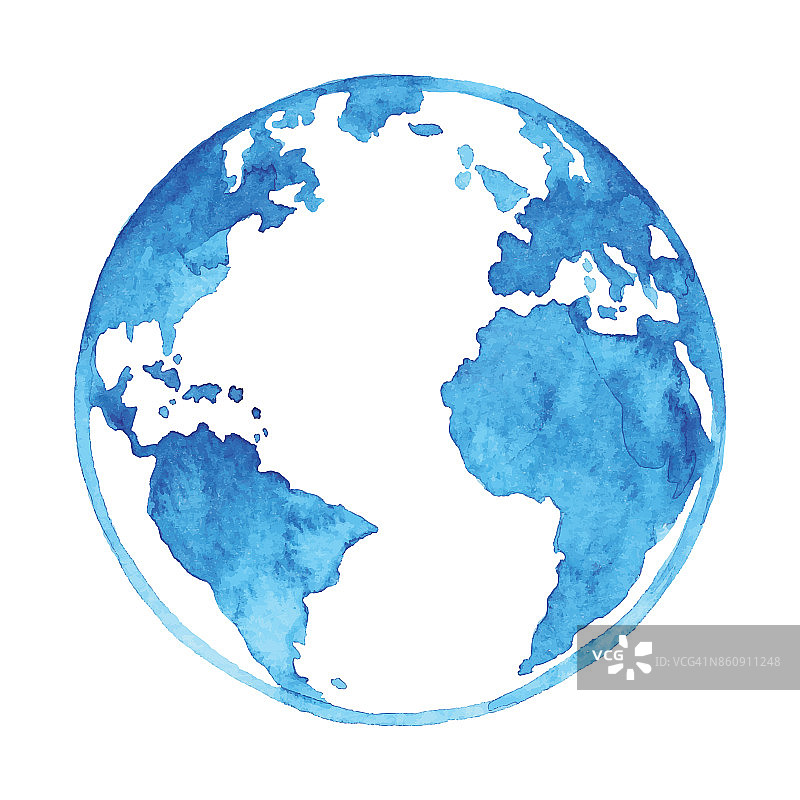 水彩蓝地球图片素材