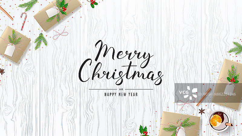 圣诞快乐的网络横幅与节日装饰图片素材
