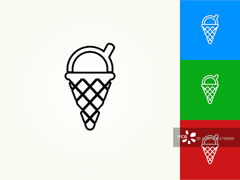 冰淇淋甜筒黑色描线图标图片素材