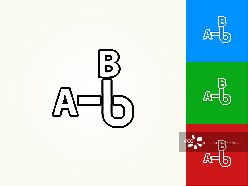 黑色方形按钮从A到B方向黑色描边线性图标图片素材