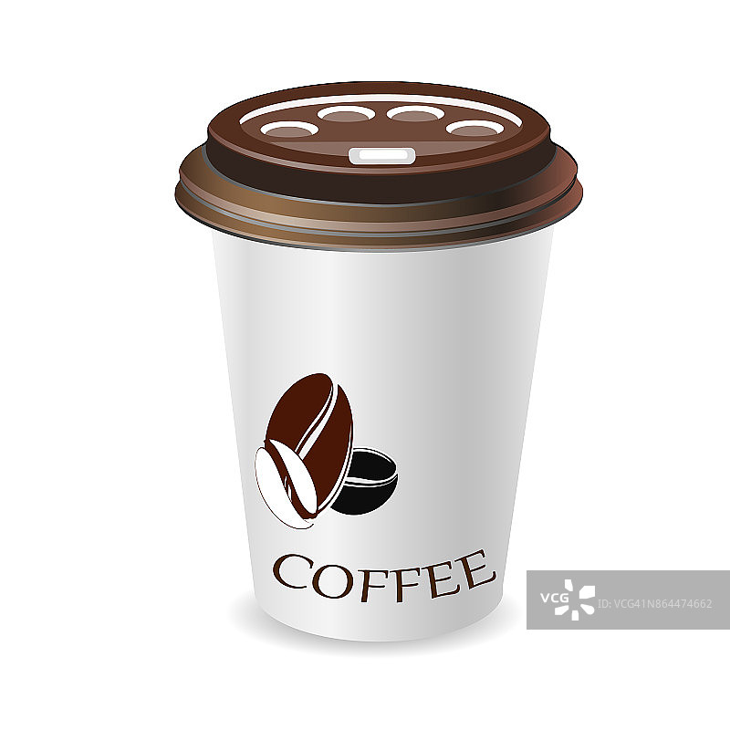 逼真的纸咖啡杯。向量EPS10插图。图片素材