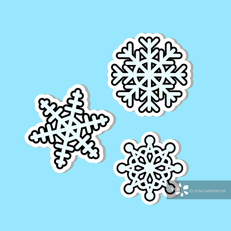 美丽的雪花集图标孤立圣诞装饰贴纸图片素材
