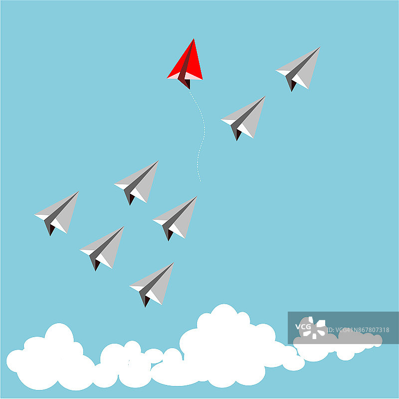 纸红飞机作为白飞机中的领导者，具有领导能力，团队合作的理念。图片素材