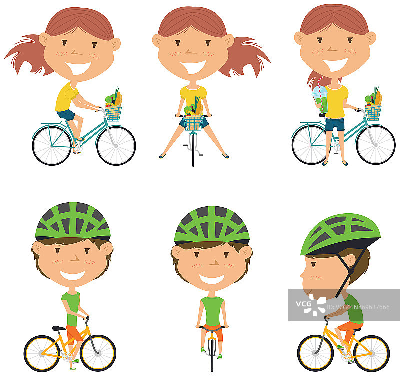 自行车骑手的女孩图片素材