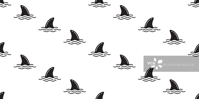 鲨鱼鳍鲸鱼鱼矢量无缝图案壁纸背景图片素材