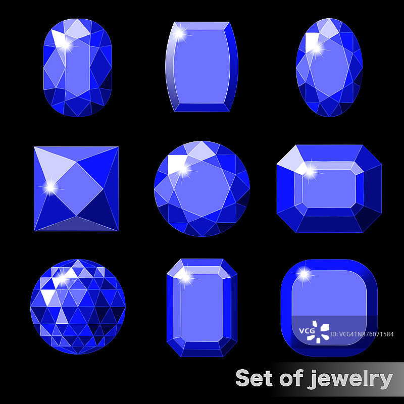 一套不同形状的蓝宝石图片素材