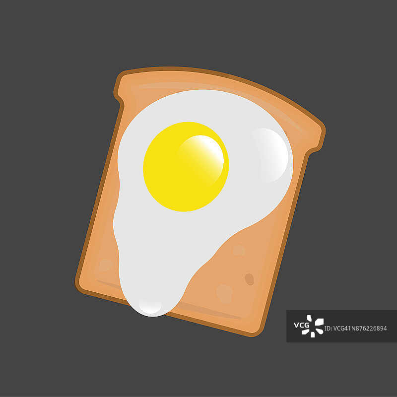 面包和鸡蛋的矢量图像。面包上有一个煎蛋图片素材