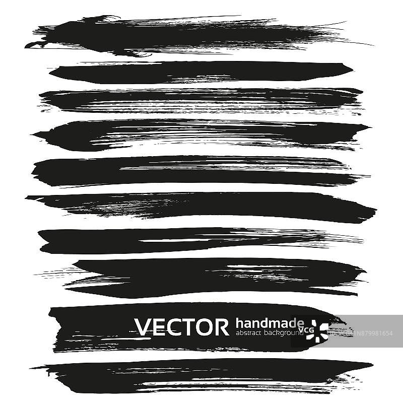 黑色矢量笔刷孤立在白色背景上图片素材