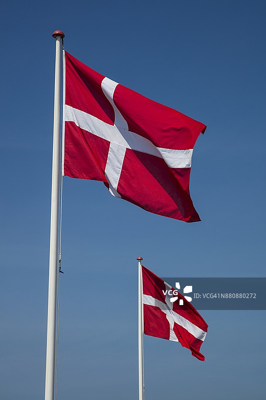 丹麦国旗，Ronne, Bornholm，丹麦图片素材