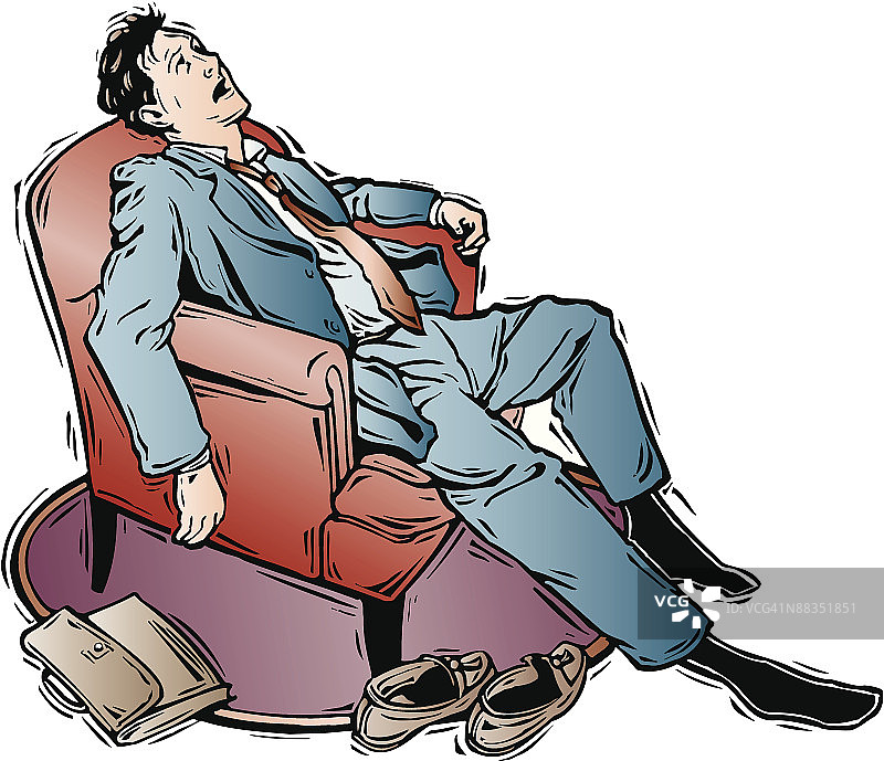 一个疲惫的中年白人商人疲惫地躺在椅子上图片素材