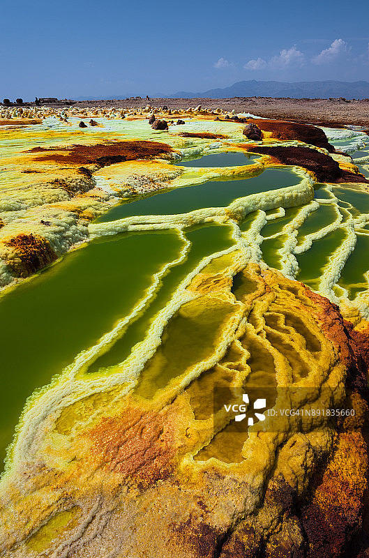 埃塞俄比亚达纳基尔洼地宽干谷火山的各种矿物质形成的自然模式图片素材