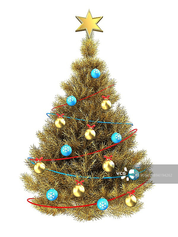 3d金色圣诞树图片素材