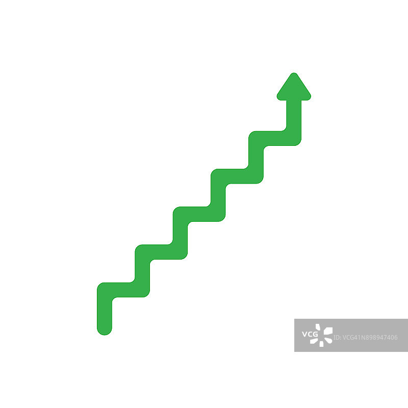 平面设计风格矢量概念线楼梯符号图标与箭头指向上白色图片素材