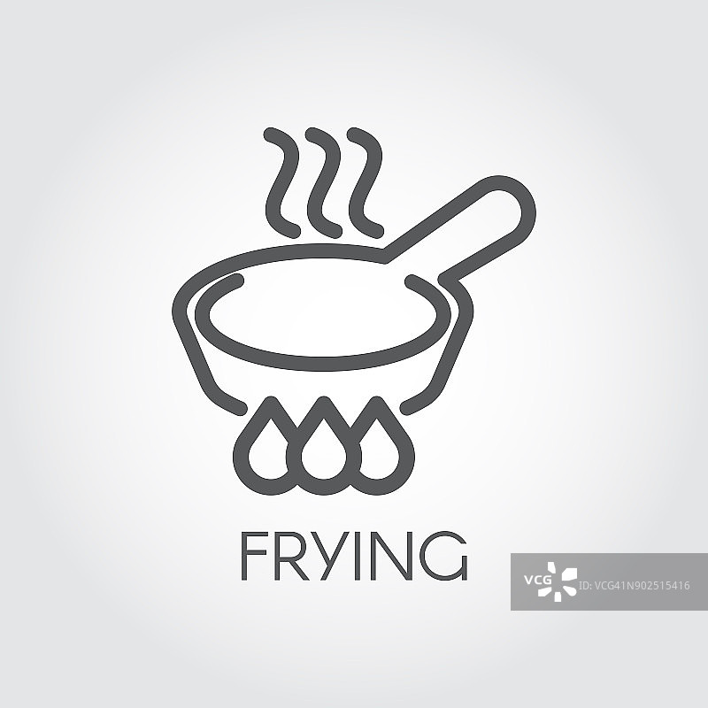 滚刀上蒸汽煎锅的线条图标。图形烹饪，烤大纲标志。向量图片素材