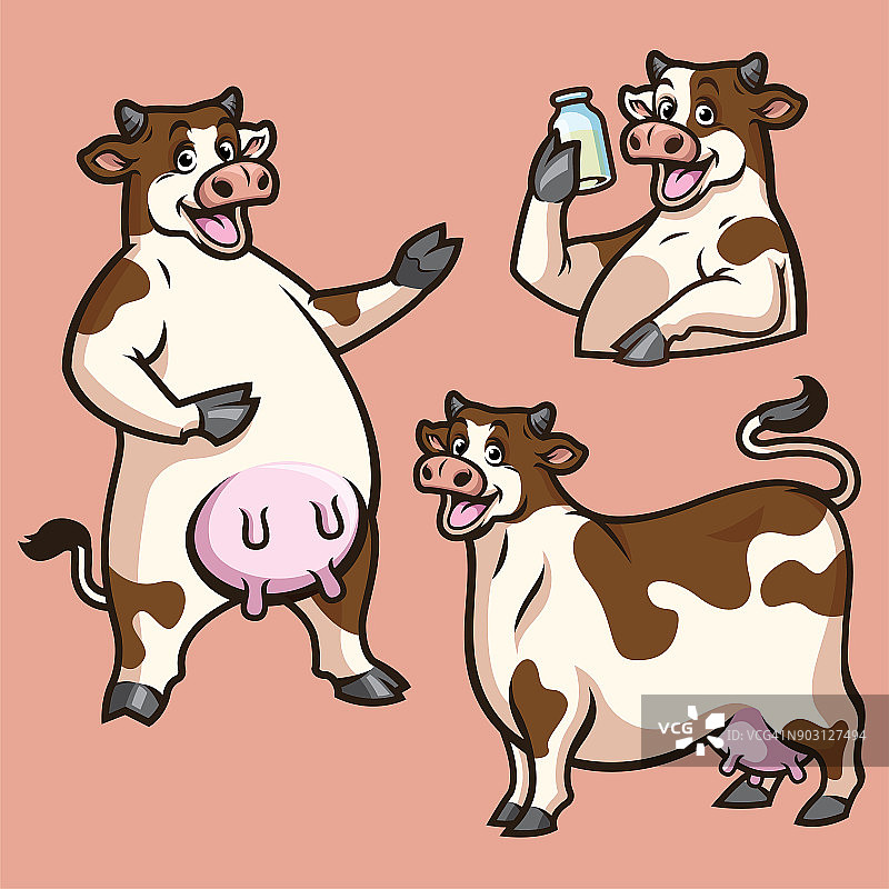 卡通的胖可爱的奶牛在设置图片素材