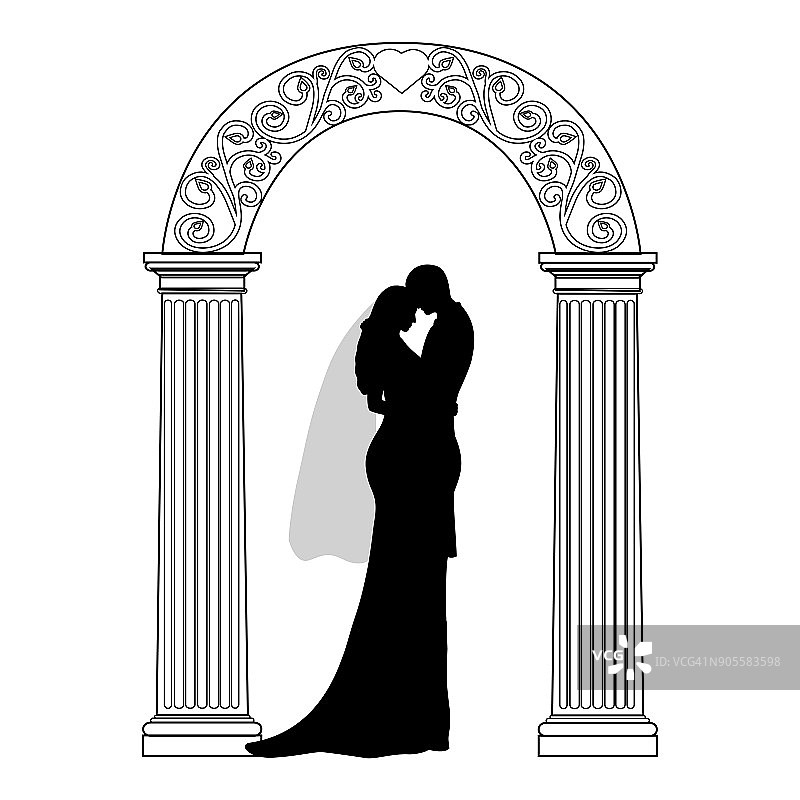 新娘和新郎的婚礼拱门。图片素材