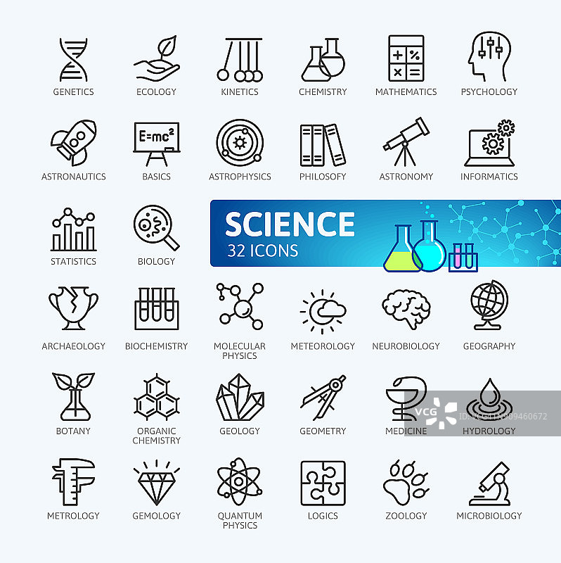 科学-最小轮廓图标收集图片素材