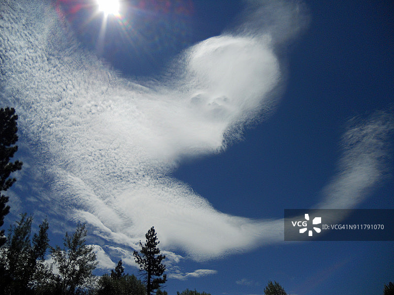 生动的蓝天，纯净的白云形成有趣图片素材