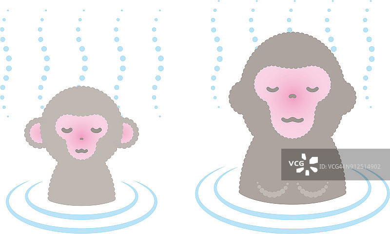 亲子猴进入温泉图片素材