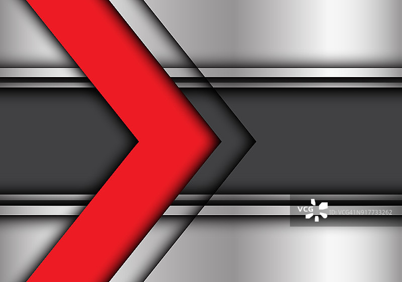 抽象红色箭头灰色线金属设计现代未来主义背景矢量插图。图片素材