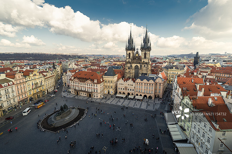 航拍布拉格旧城广场图片素材