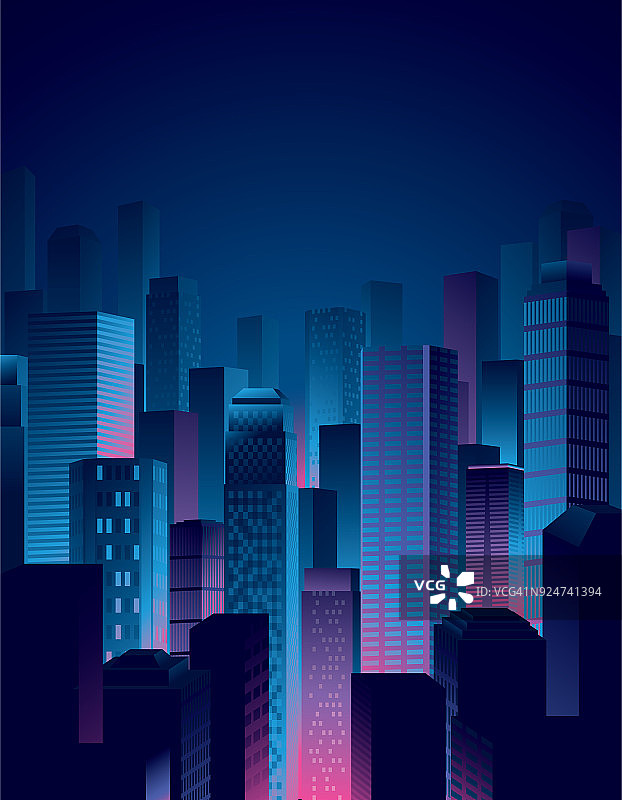 蓝色和粉色的城市夜景图片素材