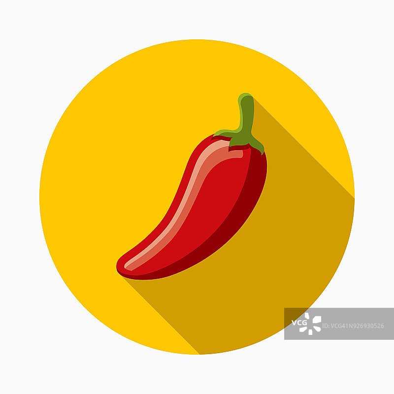 辣椒平面设计墨西哥图标与侧面阴影图片素材