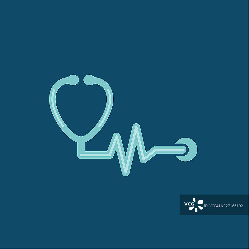 医疗保健听诊器图标在平面设计风格图片素材