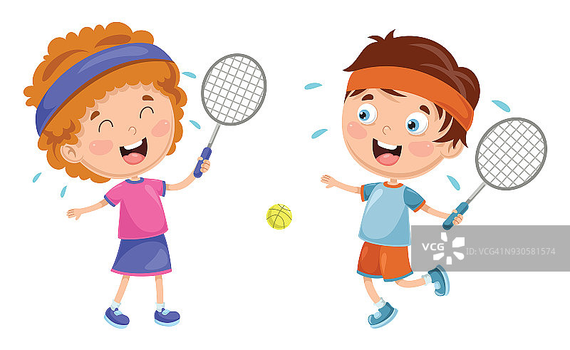 矢量插图的孩子打网球图片素材