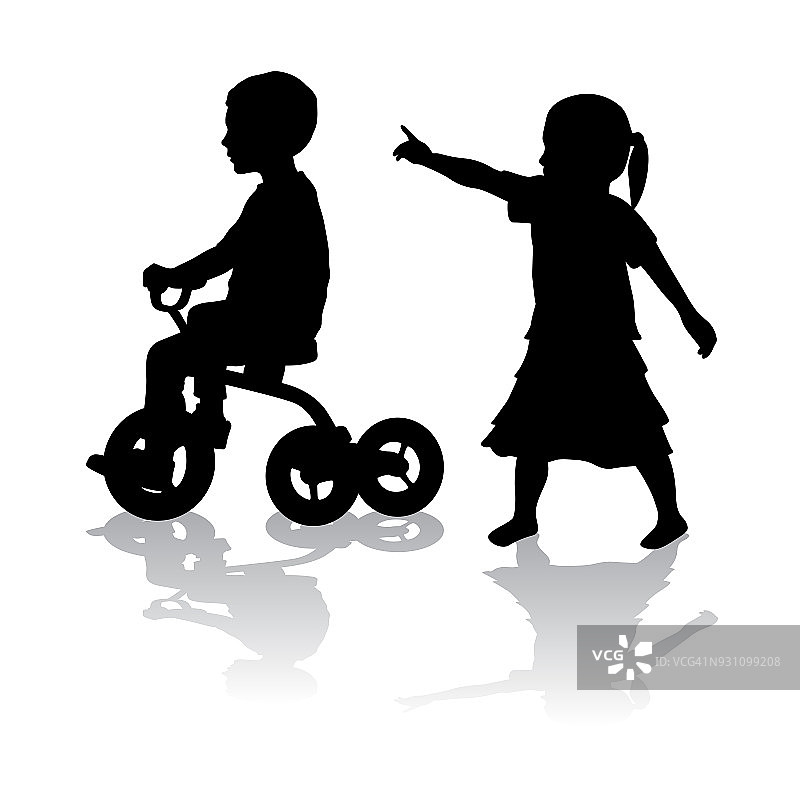 儿童和三轮车图片素材