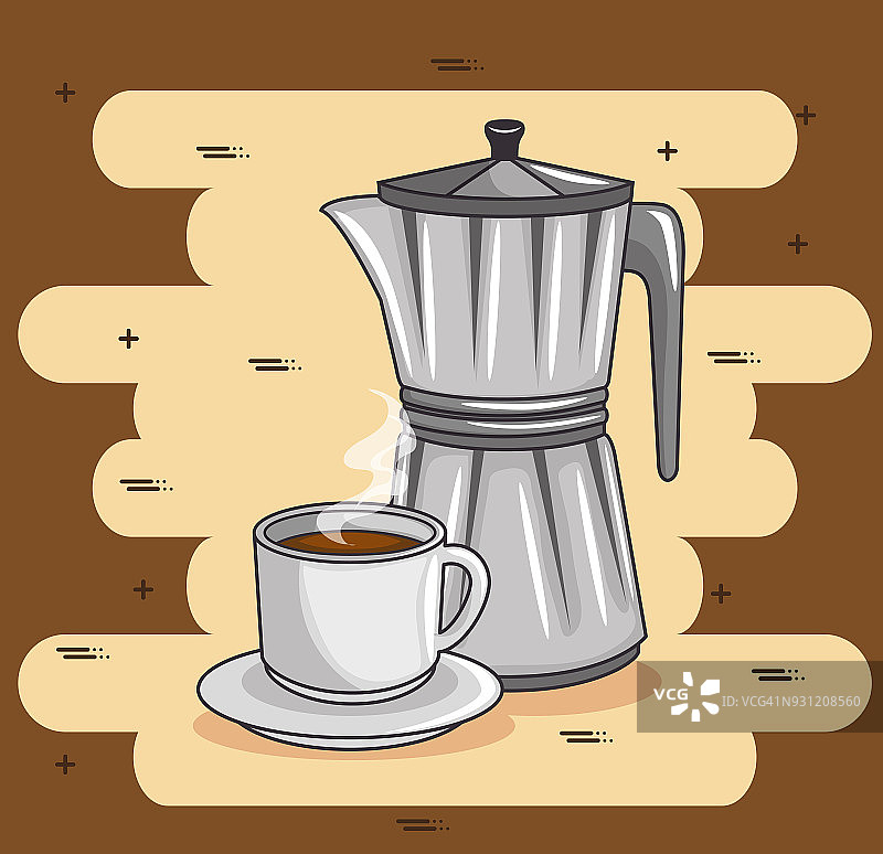 咖啡壶和咖啡杯设计图片素材