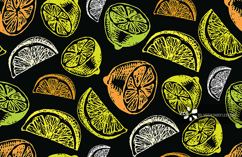 手绘涂鸦柑橘图案图片素材